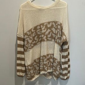 Pink lily cheeta and cream print sweater